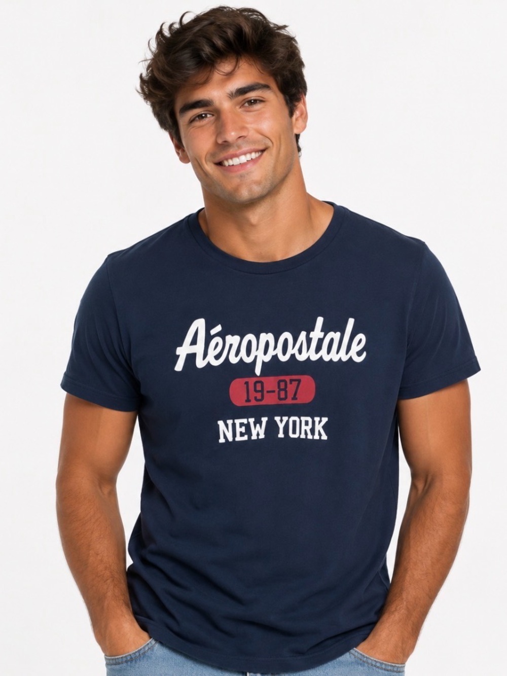 Aeropostale Blue Short Sleeve Tee Classic Crew Neck Men’s Size L